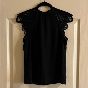 Express Black Lace-Shoulder Sleeveless Top